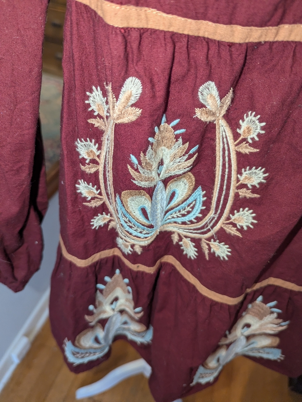 Anthropologie  Women' Mini Dress with Light Blue & Cream Embroidery - Picture 8 of 10